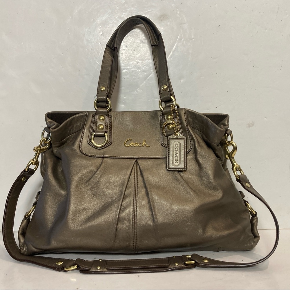 Coach Ashley Metallic Gold Carry All Shoulder Purse F15513